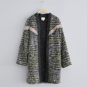 Vêtements en ligne, pull long en laine fantaisie bicolore pour grande fille, fabriqué en Chine - Product Image 5