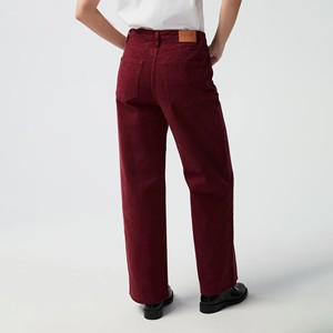 <span class=keywords><strong>Pantaloni</strong></span> Larghi a Vita Alta <span class=keywords><strong>Bordeaux</strong></span> da <span class=keywords><strong>Donna</strong></span> Vestibilità Comoda Casual Streetwear Moda Colore Rosso Jeans Lunghezza Intera - Product Image 3