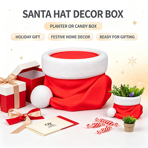 Boîte à bonbons en forme de chapeau de Père Noël, boîte de rangement à double usage, décoration de Noël pour la maison, le bureau, les fêtes, cadeau de Noël - Product Image 5