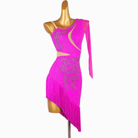 Nouvelle tenue de danse latine professionnelle pour compétition, costume de performance sexy avec franges en strass pour la danse samba