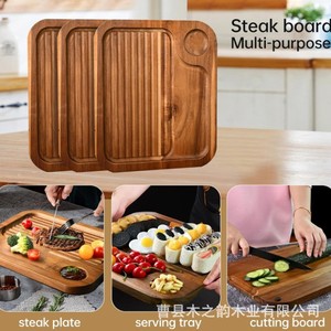 Plato de madera para carne con ranuras, tabla de cortar rectangular de madera de acacia para barbacoa y servir la cena - Product Image 3