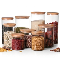 Vente en gros de bocaux de stockage ronds en verre borosilicate transparent de 250 ml à 2000 ml avec couvercles