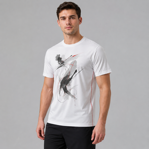 เสื้อยืดคอตตอนพิมพ์ลายตามสั่ง เสื้อยืดแขนสั้นลายกราฟิกสำหรับผู้ชาย แต่งขอบตัดสี  โลโก้สั่งทำ แบรนด์ส่วนตัว รับผลิตแบบ OEM ODM - Product Image 3