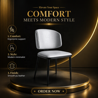 Chaise de salle à manger moderne rembourrée en gros avec assise gris clair et pieds en métal noir mat pour hôtels et appartements