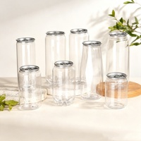 Bouteilles de boisson cylindriques transparentes jetables Safecare en PET de qualité alimentaire, hermétiques avec anneau de traction, 300ml, 350ml, 400ml, 500ml, pour jus