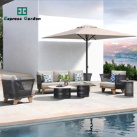 Ensemble de canapés d'extérieur en aluminium de luxe moderne Express Garden, modèle COBANA, mousse haute densité, pour ferme, villa, hôtel, jardins, parcs