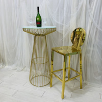 Chaise et table de tabourets de bar d'acier inoxydable d'or de haute qualité pour le mariage