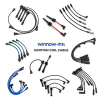Sistemas de encendido de automóviles 4 piezas Juego de cables de bujía Cable de encendido de motor negro