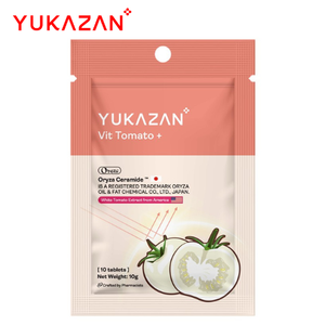 Yukazan Vit Tomato+ 10 comprimés comprimés éclaircissants pour la peau pour tous les types de peau comprimés à mâcher de marque - Product Image 1
