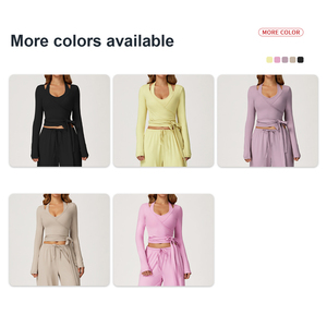 Completo Sportivo da Donna con Pantaloni Yoga a Gamba Larga e Coulisse, Tuta con Bretelle ad Asciugatura Rapida, Abbigliamento Casual <span class=keywords><strong>per</strong></span> Corsa, <span class=keywords><strong>Palestra</strong></span>, Allenamento e Fitness - Product Image 3