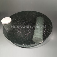 Meuble de maison moderne design italien, base en marbre naturel, rond, ondulation de l'eau, verre trempé, table basse ronde