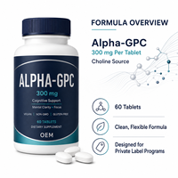 Complément Alimentaire Alpha GPC en Comprimés Source de Choline Bien-être Cognitif Clarté Mentale Concentration Végétalien Sans OGM Sans Gluten OEM ODM