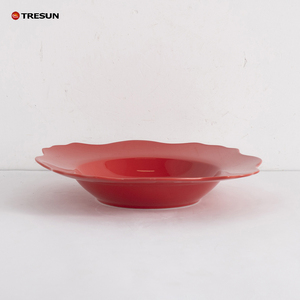 Juego de vajilla de cerámica de 24 piezas, color rojo brillante, platos cuadrados de porcelana roja con esmalte de color para fiestas. - Product Image 4