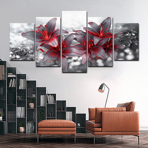5 phần bức tranh Hoa Lily in trên vải không dệt decotacion phòng khách in vải sơn - Product Image 5