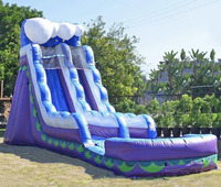 Toboggans aquatiques gonflables commerciaux en PVC de grande taille pour l'extérieur, toboggan aquatique gonflable avec piscine pour adultes