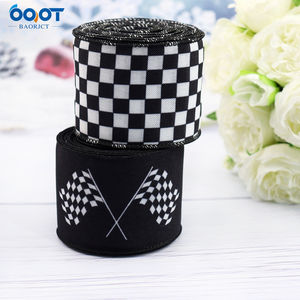 Schwarz-Weiß-Kariertes Klebeband mit schwarz-weiß kariertem Flaggen band mit Eisendraht kanten band DIY Handmade Bow <span class=keywords><strong>Ribbon</strong></span> - Product Image 3