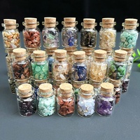 Lot de Bouteilles à Vœux en Verre Miniature avec Copeaux de Cristal Naturel et Gravier de Pierres Précieuses pour Décoration d'Intérieur et Cadeau