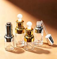 Flacons compte-gouttes en verre transparent avec couvercle doré/argenté personnalisé, 20 ml/30 ml/50 ml, huile essentielle, soin de la peau, sérum cosmétique