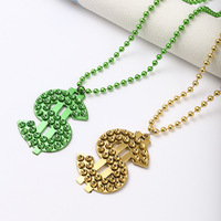 Collier de chaîne de perles en acrylique de fête de carnaval Offre Spéciale 33 pouces collier pendentif en dollar personnalisé de carnaval