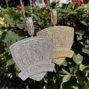 Collar con Colgante de Moissanita de Lujo Estilo Hip Hop, Plata 925, Aspecto de Diamante VVS, Joyería Unisex para Fiestas, Uso Diario, Estilo Urbano - Product Image 1