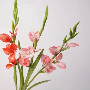 Fleurs artificielles en soie de qualité supérieure, gladiolus et orchidées à tige unique, pour décorations de mariage, de remise de diplômes et du Nouvel An chinois - Product Image 1