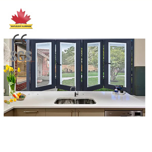 <span class=keywords><strong>Ventana</strong></span> de vidrio plegable moderna <span class=keywords><strong>Ventana</strong></span> plegable de acordeón panorámica apilable de aluminio - Product Image 4