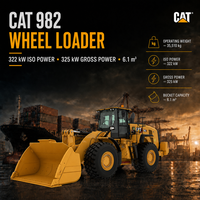 Chargeuse frontale fiable Cat 982 de 35,5 tonnes avec godet de 4,8-17,2 m³ – Vente directe usine pour usine sidérurgique