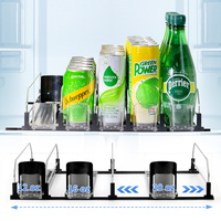 Organisateur de Boissons pour Réfrigérateur avec Pousseur de Rayon Double Ressort Amélioré & Système Intelligent pour Canettes de Soda & Largeur Ajustable