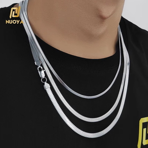 NUOYA 3mm 4mm 5mm Women Men Flat Snake <strong>Layered</strong> Chain <strong>Silver</strong> Stainless Steel Jewelry Herringbone <strong>Necklace</strong> - Product Image 1