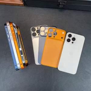 Coque arrière en PET avec cadre métallique pour transformer les téléphones mobiles <span class=keywords><strong>Apple</strong></span> iPhone 13, 14, 15, 16 Pro Max en 17 Pro, 17 Pro Max, accessoires pour téléphones mobiles - Product Image 1