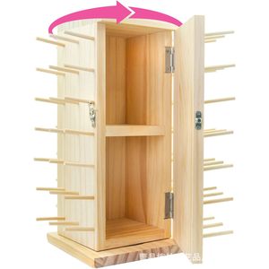 Support rotatif en bois pour bobines de fil, rangement de bureau pour machine à coudre, travaux d'aiguille, organisation artisanale, 7 niveaux, couleur naturelle - Product Image 1