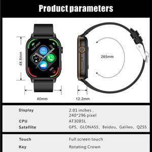 Montre connectée QX17 2.01" 420mAH avec boussole, moniteur de fréquence cardiaque, SpO2, suivi du cycle menstruel féminin, sports de plein air, étanche IP68 - Product Image 4