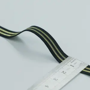 Stock Gold Lurex Polyester Plain Elastic Band Garment Accessories Elastic Lurex Band