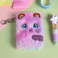 Carnet Kawaii A7 Mignon en Gros Mini Journal de Poche Carnet en Peluche avec Porte-clés Dessin Animé Coréen Page Blanche