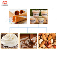 Machine industrielle de remplissage et d'emballage de coupes de crème glacée, de remplissage de cornets de beurre et de chocolat, et machine à mini-cornets de gaufres avec remplisseur