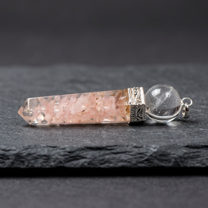 Rose Quartz Pendulum Polished Point With Clear <b>Crystal</b> <b>Ball</b> Silver CapHigh Quality Carved Engraved Rose Quartz Point <b>Crystal</b> - Product Image 2