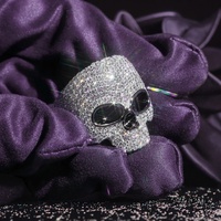 Pass Diamond Tester Hip Hop D Couleur VVS Bling Moissanite Bague crâne en émail glacé avec 925 Sterling Silver GRA Men Party