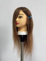 Tête de mannequin en cheveux humains réels pour la formation en coiffure - Modèle d'entraînement pour la coupe, la permanente, la teinture et le coiffage pour salon et école de beauté
