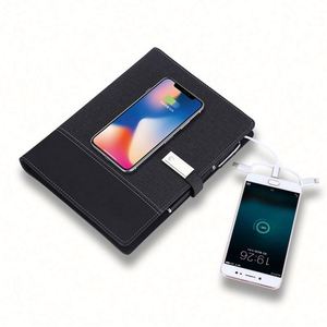 A5 Luxury Leather PP Fabric PVC Paper Binder Fast Wireless Charging Powerbank LED Screen USB Multifunction Notebook Custom Color - Product Image 2