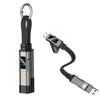 Nuevo Llavero con Pantalla LED Corta 2026, Cables de Carga Rápida 4 en 1 de 65W/27W USB/Tipo-C a Tipo-C/8 Pines para Teléfono Móvil