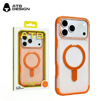 Funda Transparente Giratoria ATB de Lujo con TPU+PC y Acabado Esmerilado para iPhone 17 18 Pro Max, Sensación de Piel, Carga Magnética Inalámbrica, Personalizada