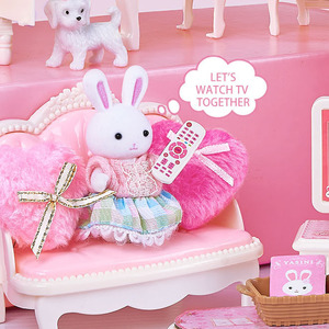 2025 filles nouvelle maison de jeu jouer lapin maison de poupée jouets Mini Double pont <span class=keywords><strong>lit</strong></span> semblant jouer lapin maison accessoires jouets - Product Image 2
