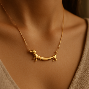 Collar de Moda Dorado de Perro Salchicha con Lindo Dije de Perro Salchicha y Cadena de Eslabones de Aleación, Joyería para Amantes de los Perros - Product Image 2