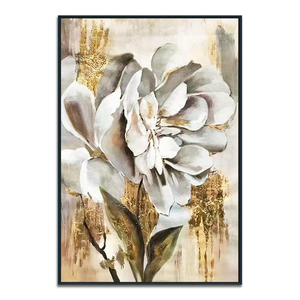 Arte Original 100% pintado a mano pintura <span class=keywords><strong>al</strong></span> óleo abstracta moderna de gran tamaño hoja de oro flor marrón lienzo Marco de pared imagen obra de arte - Product Image 2