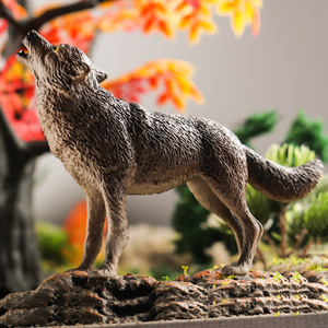 Giocattoli per bambini con simulazione di animali: Modello di lupo transfrontaliero yxs: Lupo selvatico grande grigio, prateria, ruggente, artico, spaventoso - Product Image 3