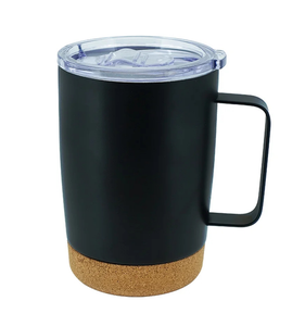 Wholesale Custom Logo 13oz 304 Stainless Steel Coffee <b>Mug</b> Cork Base Cups With Handle Bpa Free Flip Lid Promotional Gift - Product Image 1
