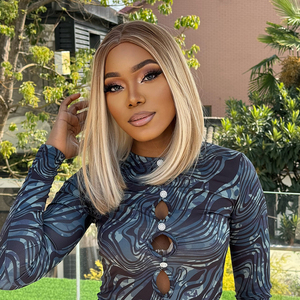 Blonde Short Cheap Ladies Blunt Cut <strong>Wig</strong> Straight Bob Glueless Synthetic <strong>Hair</strong> Women's <strong>Costume</strong> <strong>Wigs</strong> for Daily Cosplay Party Use - Product Image 1