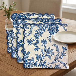 Incremental Wholesale Modern Embroidery Scallops Napkins Indian Floral Handmade Cotton <b>Cloth</b> 60x60cm Wedding Home Party - Product Image 3