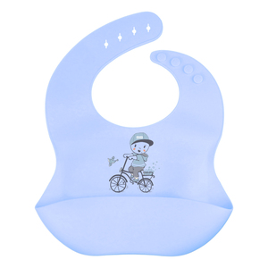 Silicone Baby Bib Deep Food Catcher Pocket Soft Printed Pattern Toddler Kids Mealtime Apron Custom Logo Wholesale - Product Image 4