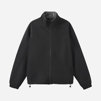 Blouson Bomber Réversible Homme Col Montant OEM ODM Style Streetwear Américain avec Cordon de Serrage à l'Ourlet Coupe-Vent